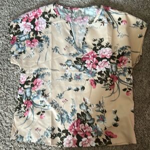 Cream colored floral blouse